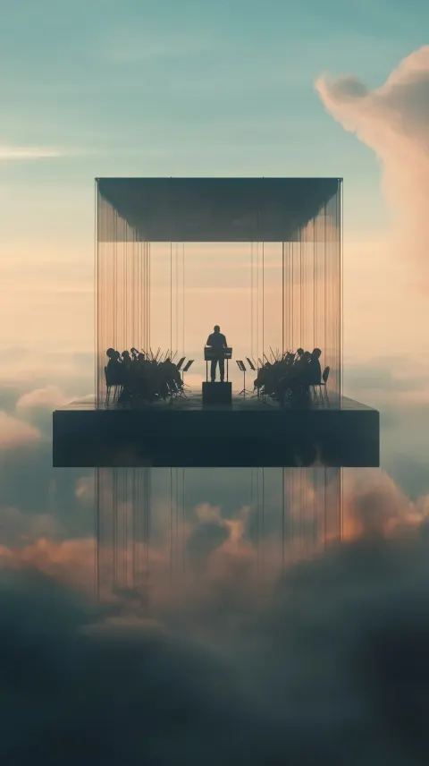 Orchestra on Glass Platform