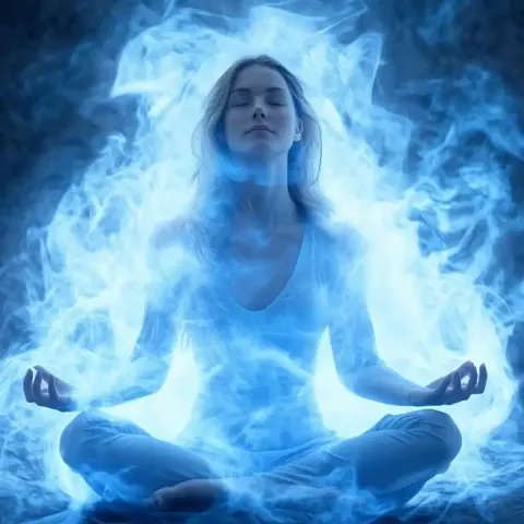Meditating Woman with Qi Energy