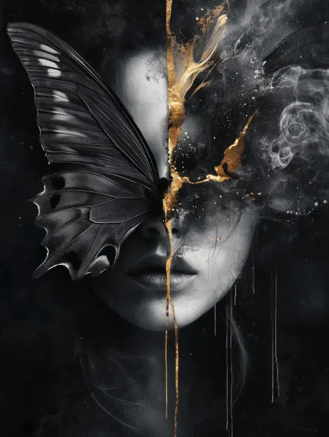Dark Elegance Butterfly Portrait