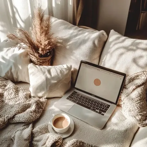 Boho Laptop and Coffee