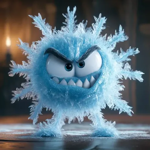 Evil Snowflake in Pixar Style