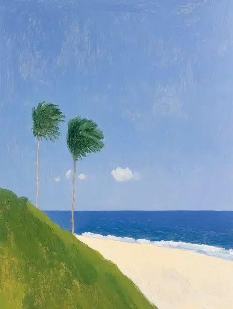Tropical Shore Typhoon Painting