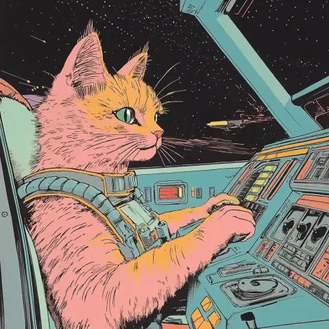 Pastel Cat in Cyber Grid