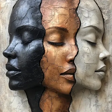 Textured Faces Wall Sculpture
