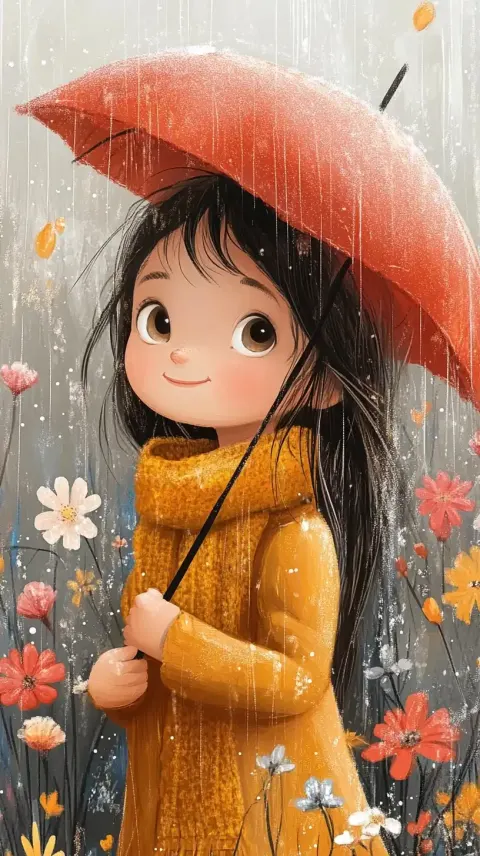 Cartoon Girl in Spring