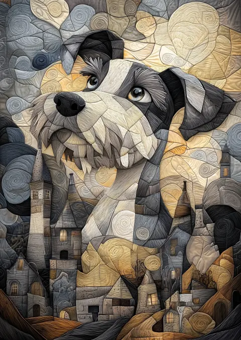 Whimsical Schnauzer Embroidery Theft