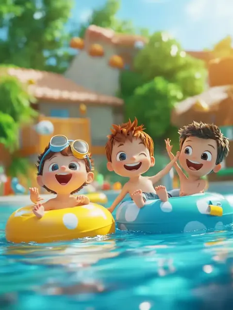 Cartoon Children Pool Safety