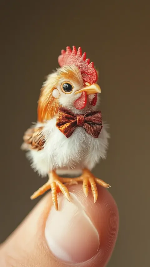 Photorealistic Rooster on Finger