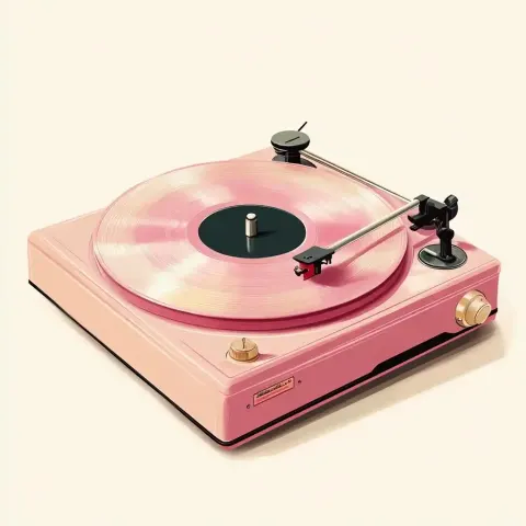 Vintage Mauve Record Player Illustration