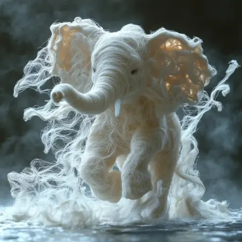 Wool Elephant Sculpture Display