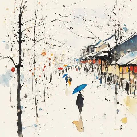 Minimalist Umbrella Festival Scene
