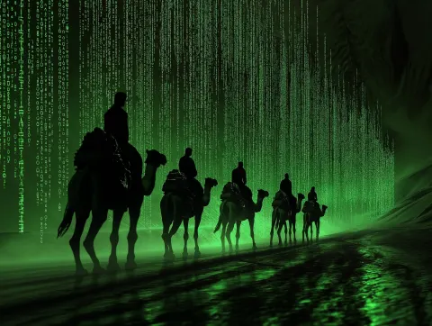 Matrix Camels in Desert