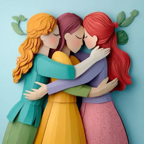 Papercraft Women Embracing