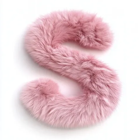 3D Pink Fluffy Letter S