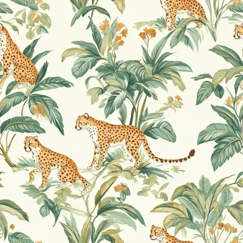 Cheetahs Among Tropical Foliage