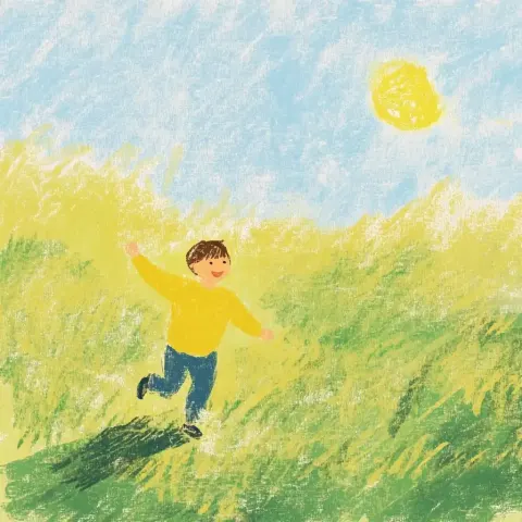Minimalist Boy Running Field