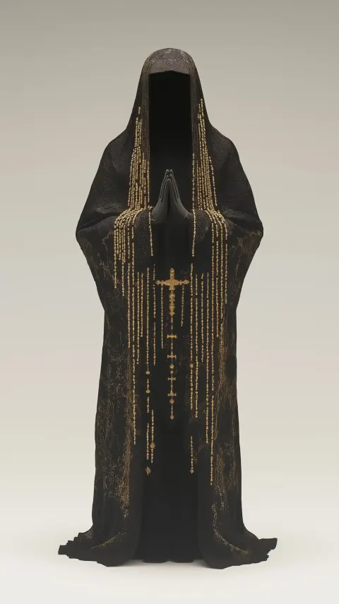 3D Figure in Black Fabric