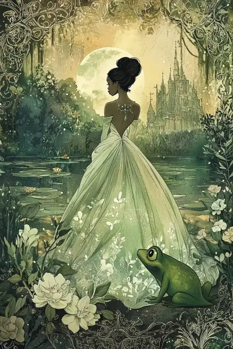 Vintage Storybook Tiana Scene