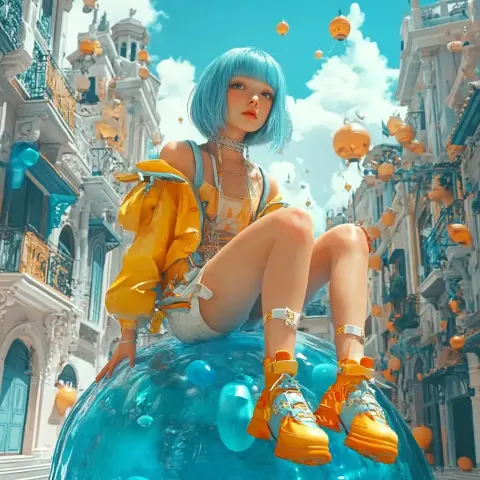 Blue-Haired Girl on Jelly