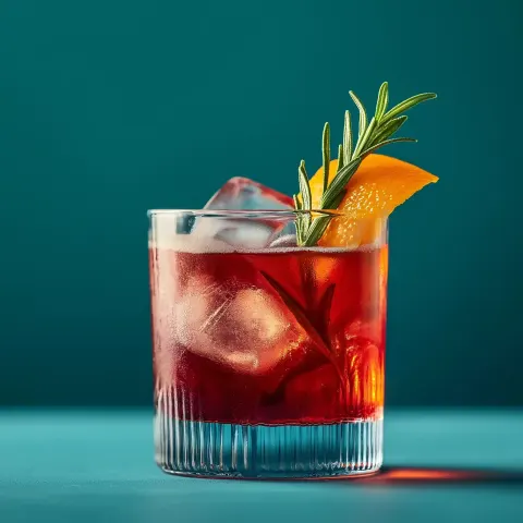 Cocktail with Garnish on Teal