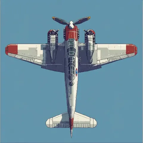 Pixel Art Vintage Airplane