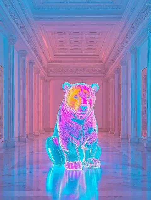 Neon Bear Sculpture Design
