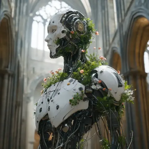 Cyborg Statue in Cathedral