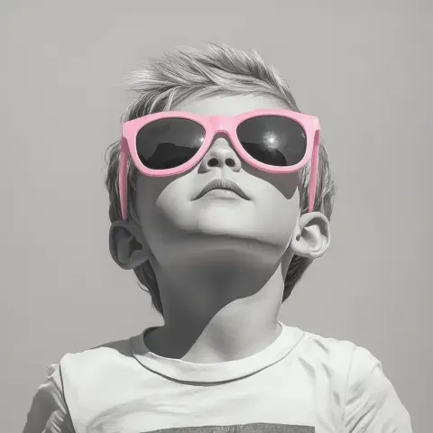 Grayscale Boy in Sunglasses