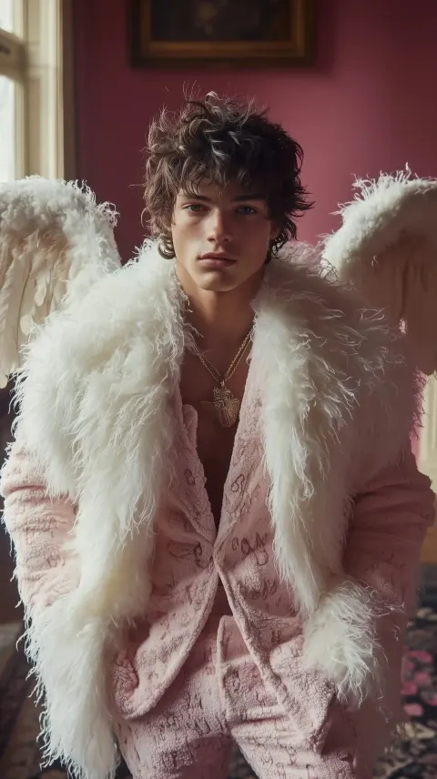 Gucci Cupid Against Pink Wall
