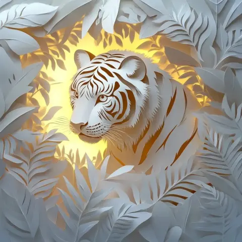 Paper Cut Siberian Tiger