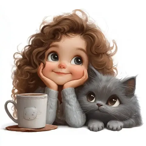 Toddler with Cocoa and Cat