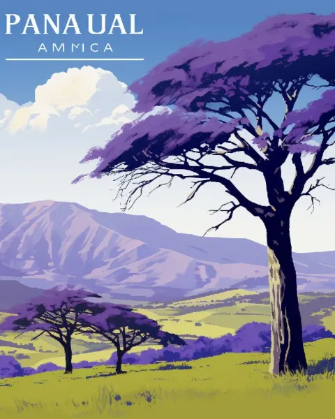 Jacaranda Trees Upcountry Maui Minimal Vector Poster