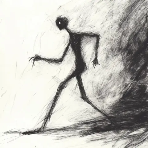 Charcoal Runner in Motion