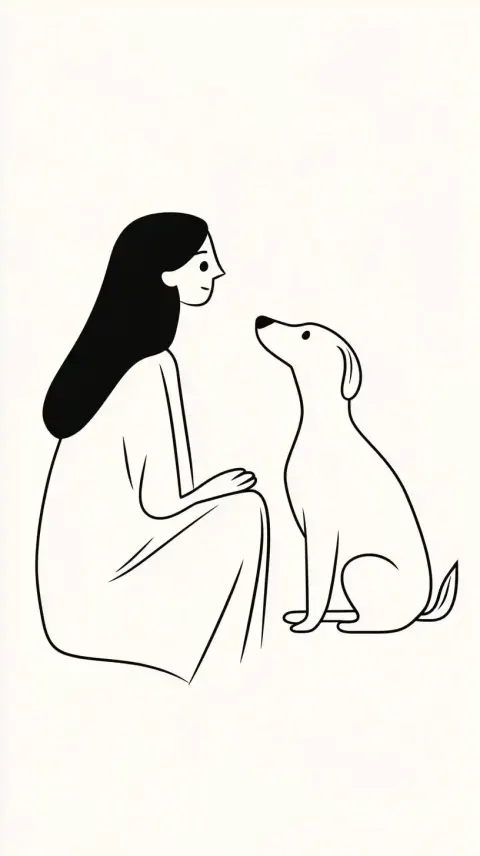Minimalist Woman and Dog