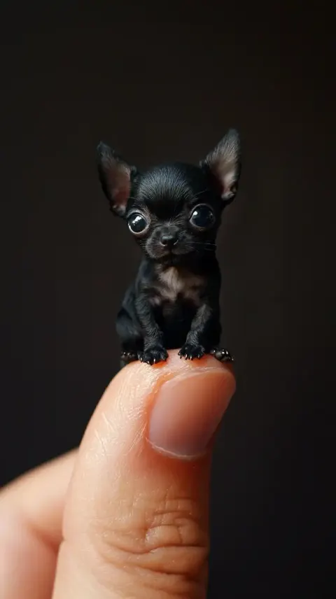 Black Dog on Finger
