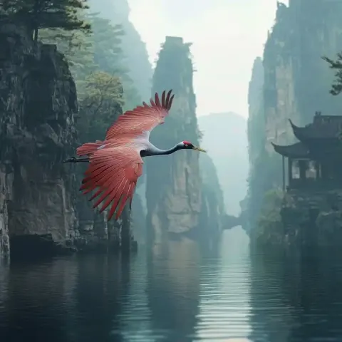 Crane Flying Ahead Scene