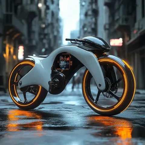 Futuristic Bicycle in Cityscape