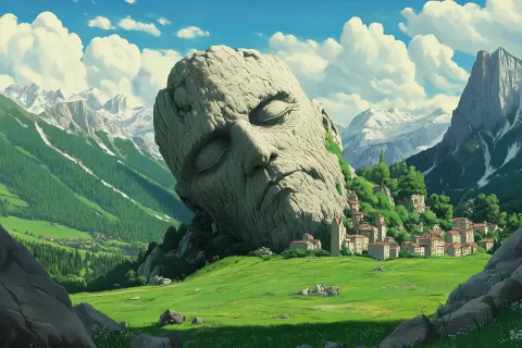 Giant Stone Figure in Alps