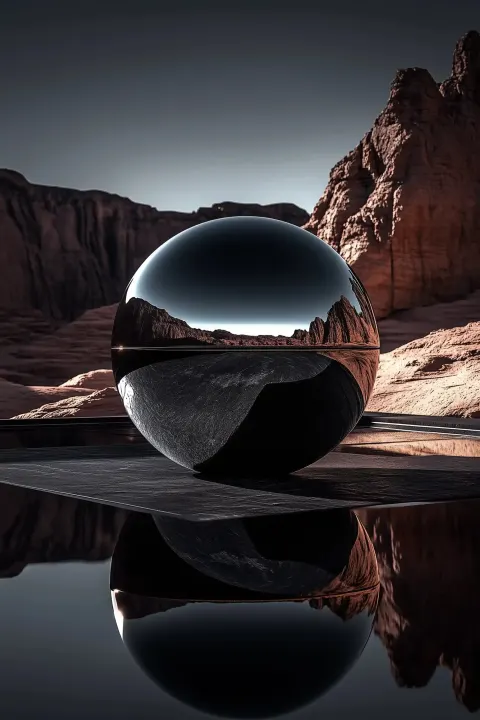 Reflective Rose-Gold Sphere