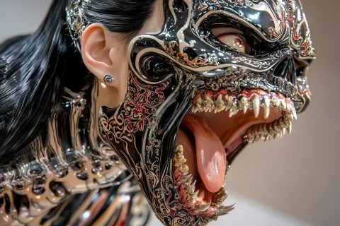 3D Black Metal Singer with Wings