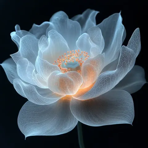 Fluorescent Lotus Ink Illustration