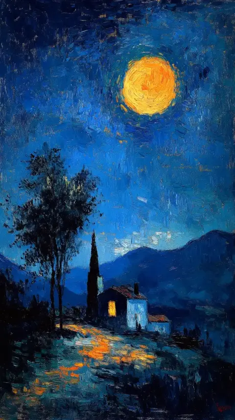 Swirling Stars in Van Gogh Style