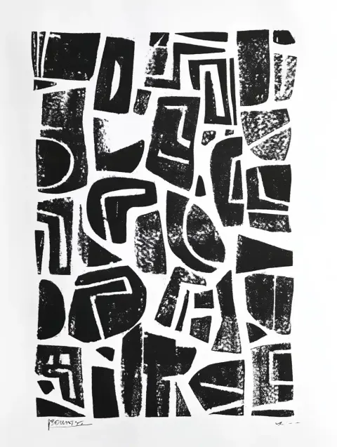 Abstract Linocut Shapes
