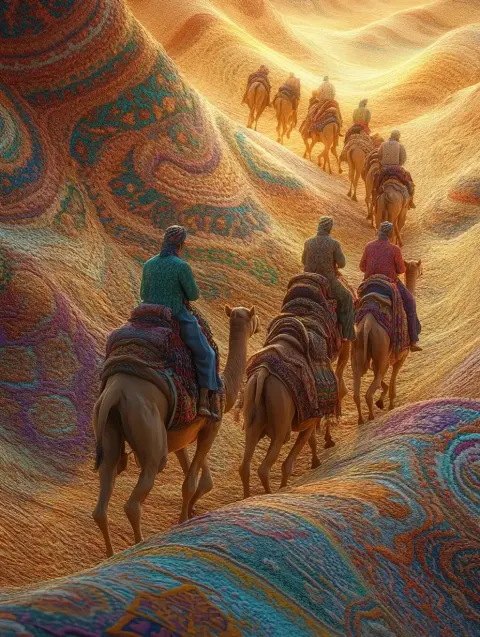 Camel Riders on Fabric Terrain