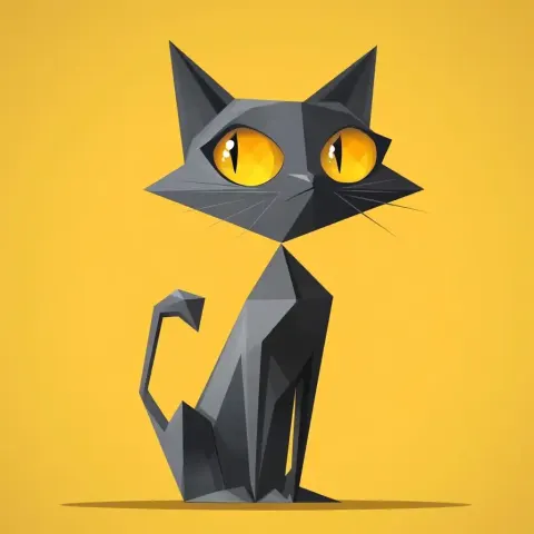 Angular Gray Cat Cartoon