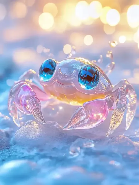 Stained Glass Crab Figurine