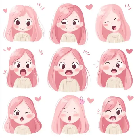 Watercolor Emoji Expressions Matrix