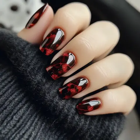 Tortoiseshell Nails in Red