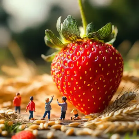 Miniature People with Strawberry