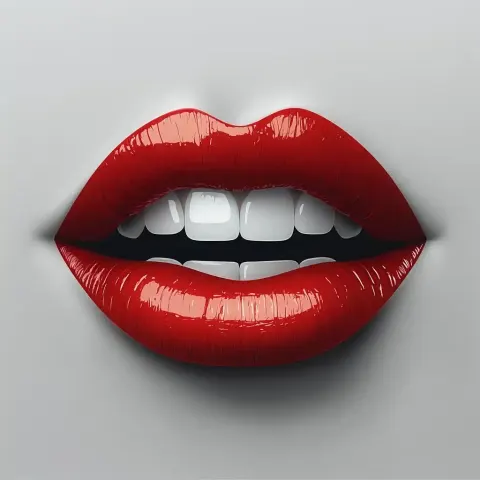 Realistic Red Lips Illustration